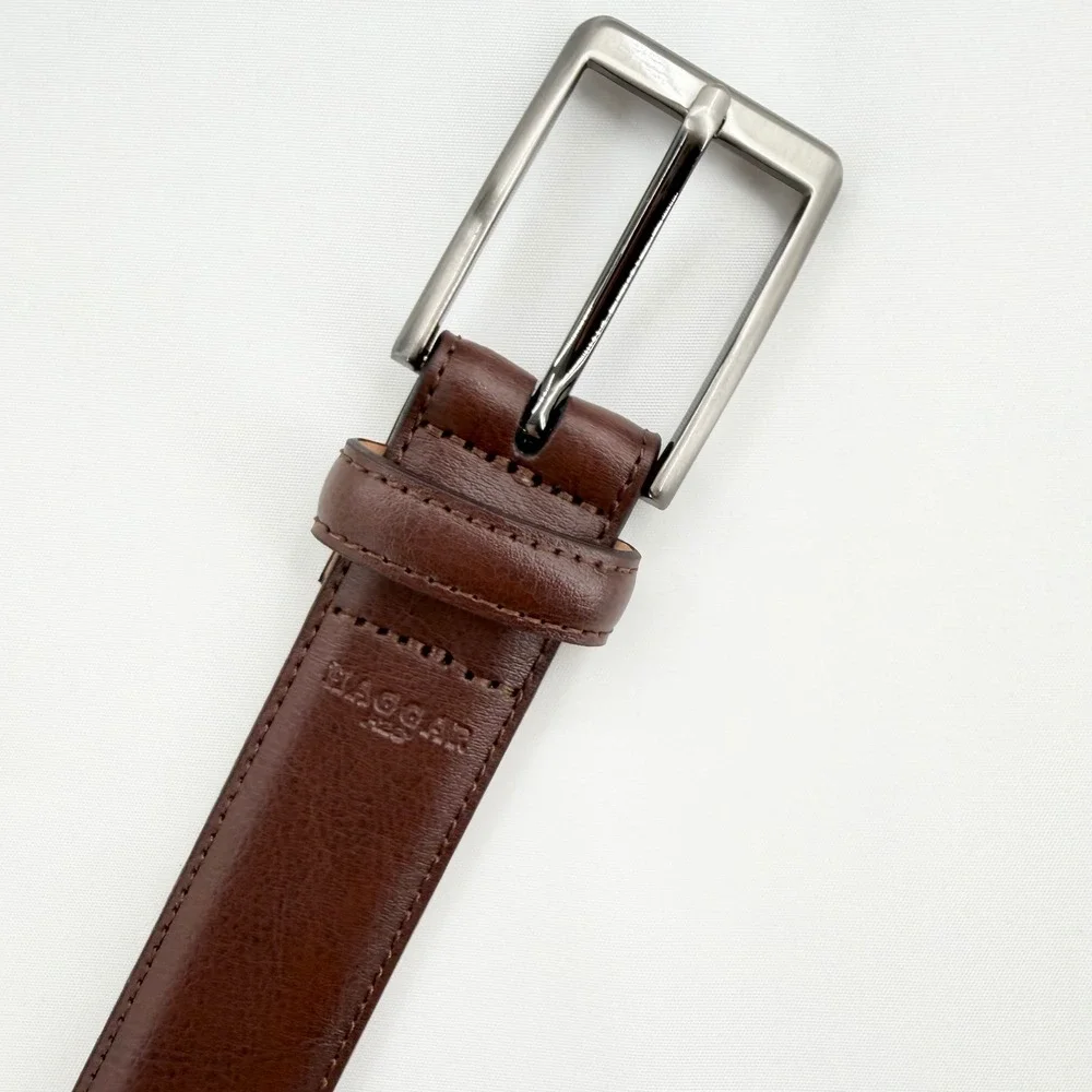 Haggar Men's Brown Belt Size M Silver Buckle NWT Classic Dress Business Casual